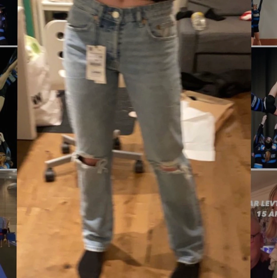 blå mid rise jeans från zara