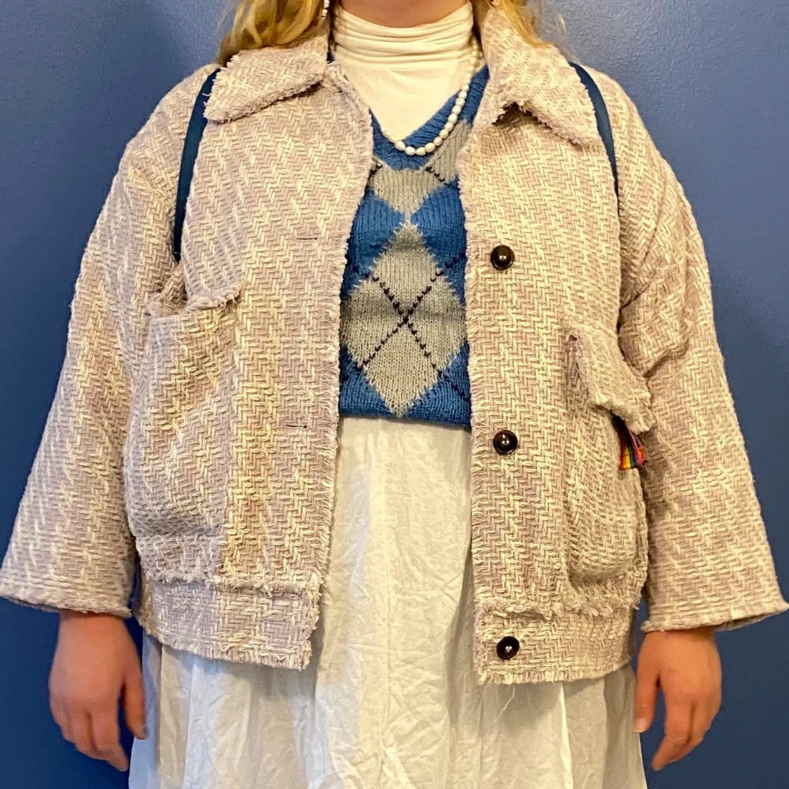 Mönstrad lila vit jacka från hm