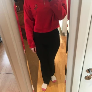 Kort tjocktröja  - Säljer denna tjocktröja från h&m, bra skick förutan att det finns små tvättmedels fläckar men det går bort när man tvättar den igen. Storleken är L men passar även bra om man har mindre storlek 