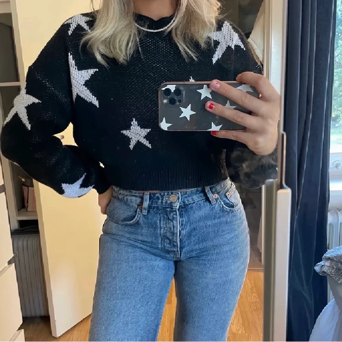 Stickad tröja med stjärnor  - 90