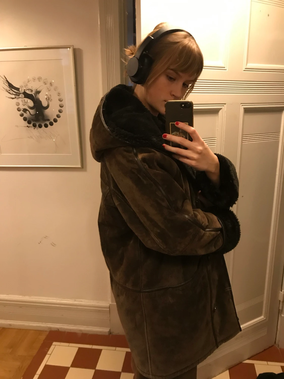 Fodrad läderjacka - 90