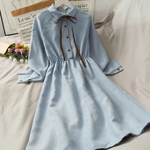 Kawaii dress  - Blå änglalik från Aleeby store. Tveksam om det är handtvätt. Vacker till herrgård. Lite varm. One size bust 82cm length 104cm. shoulder 34cm. sleeve 56cm. Mjukt tyg. Valde fel färg. Frakt ingår 