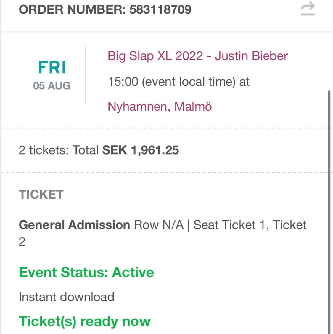 Justin biber biljetter