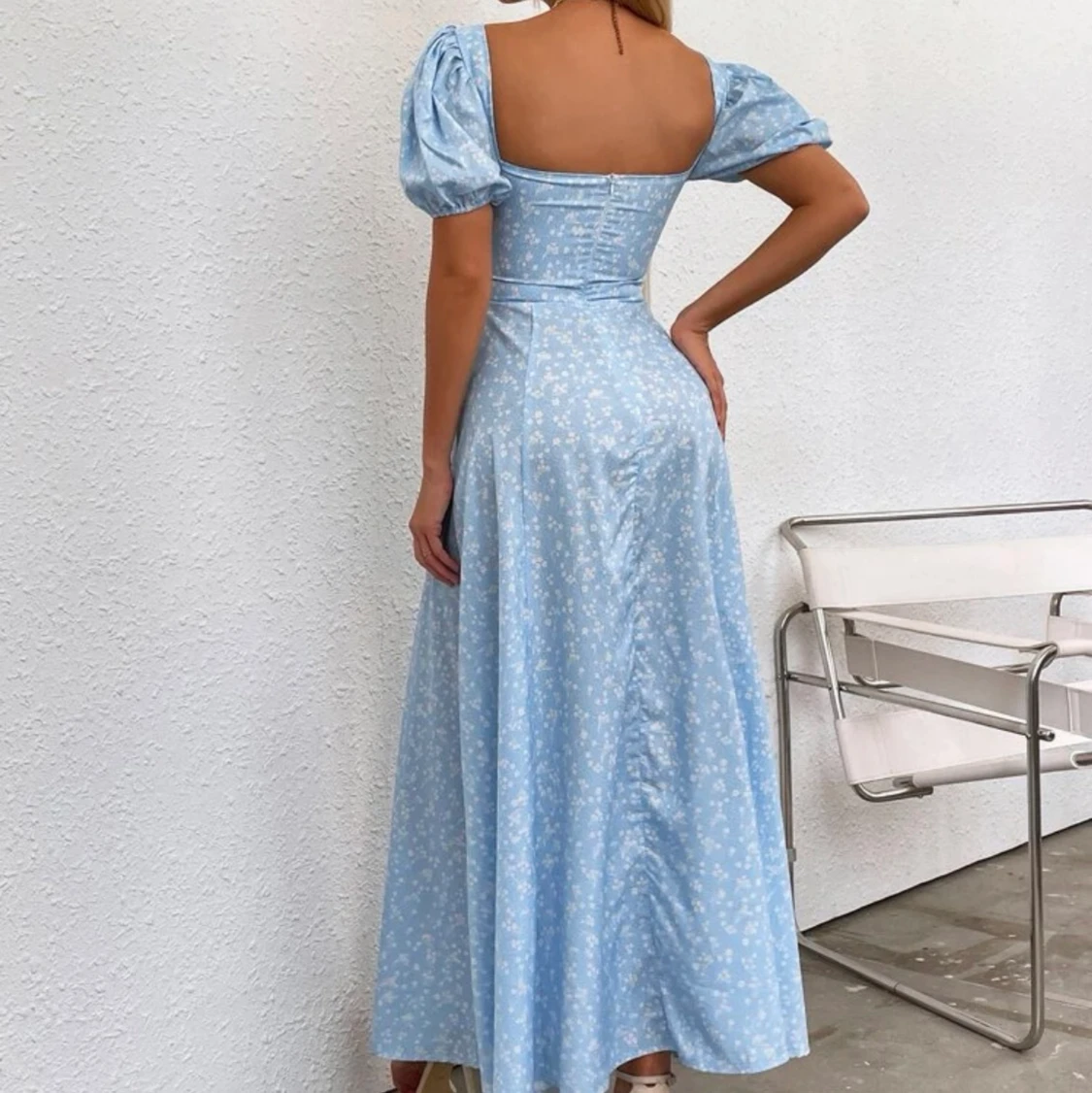 Blå somrig långklänning - 90