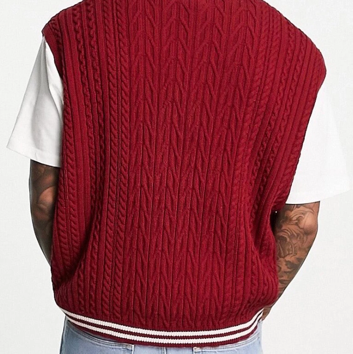 Rött stickat cricketlinne  - 91