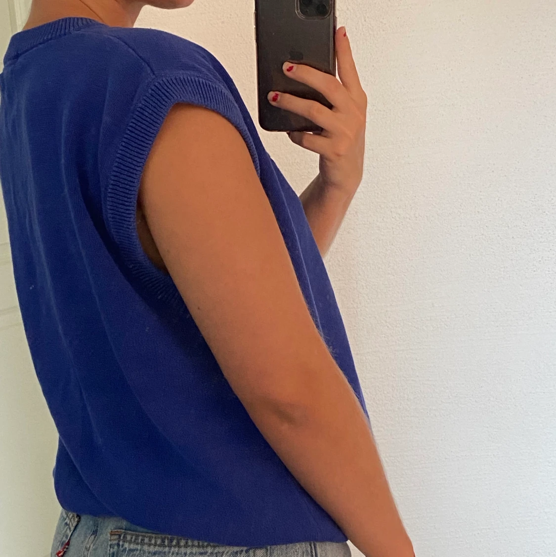 Vintage blå väst strl M - 91