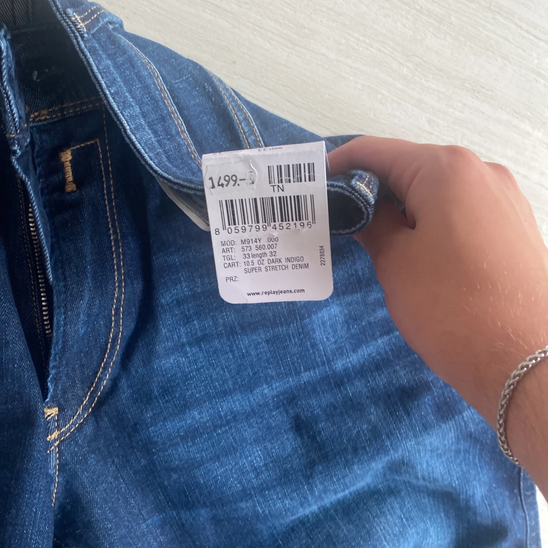 Replay mörkblå anbass jeans, super stretch denim - 90