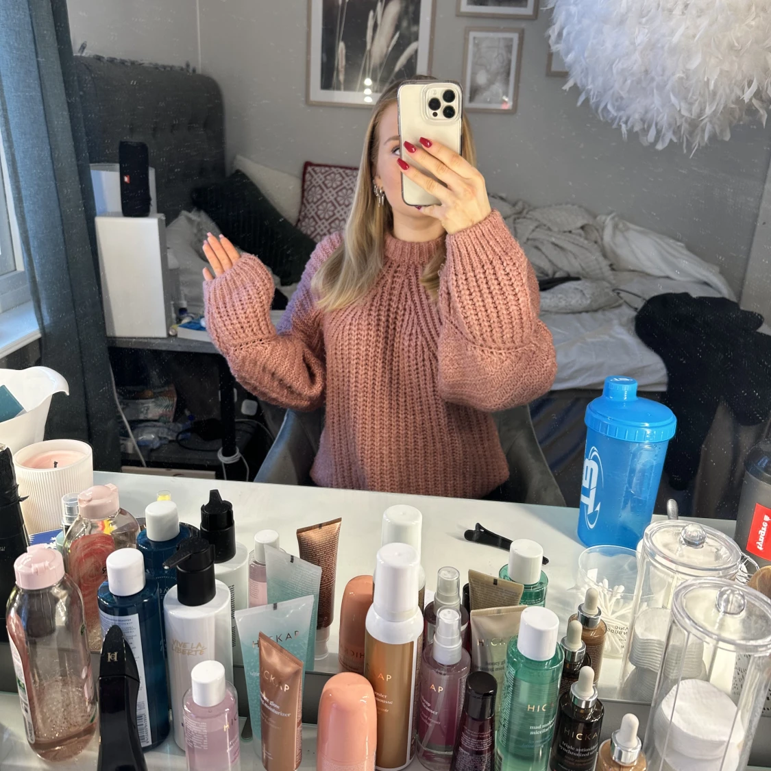 Rosa stickad tröja  - 91