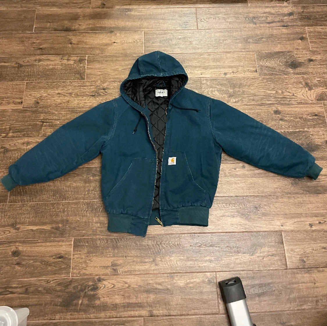 Blå vintage Carhartt jacka med luva - 91