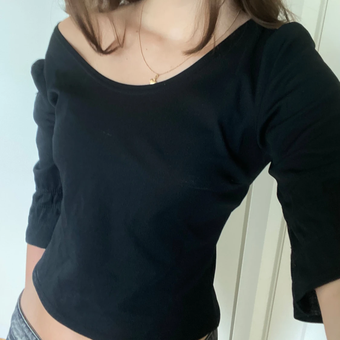 Svart volangblus - 90