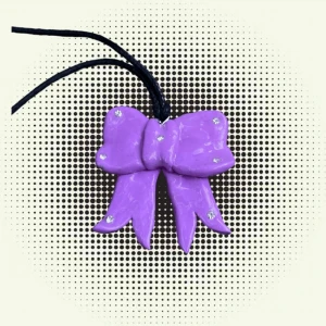 𓇼ROSETT𓇼 - handgjord berlock av fimolera ✮ utsmyckad med strass av glas ✮ glaserad med glansigt lack ✮ skinnsnöre som går att knyta