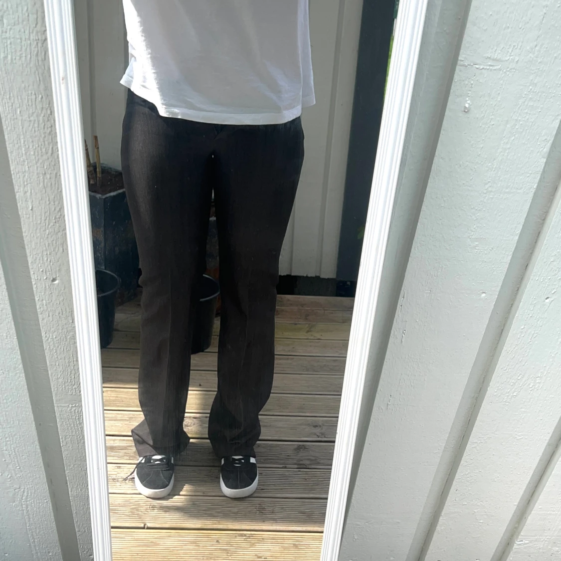 Grå bootcut/straight kostymbyxa  - 92