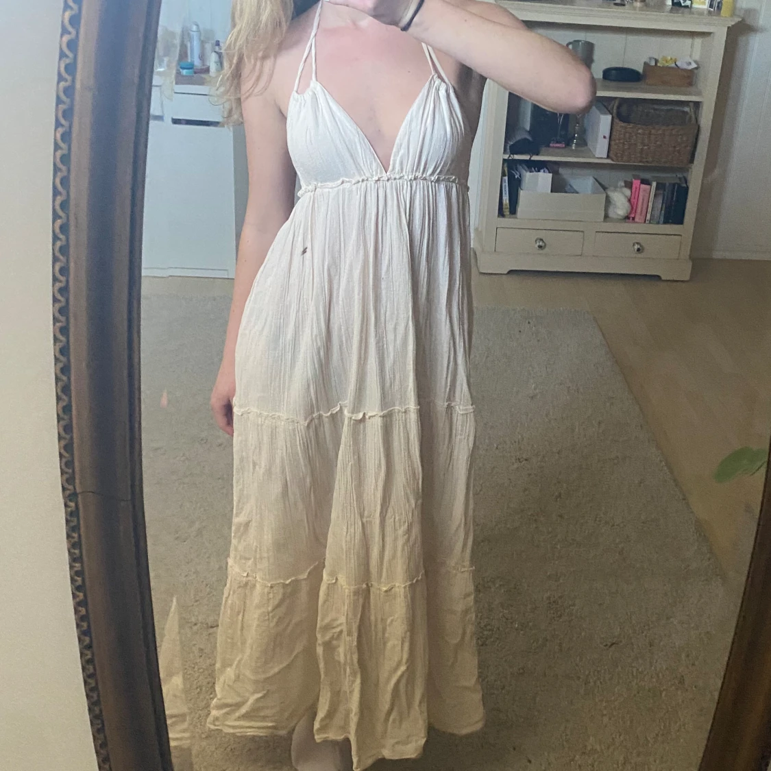 Vit lång klänning - 90