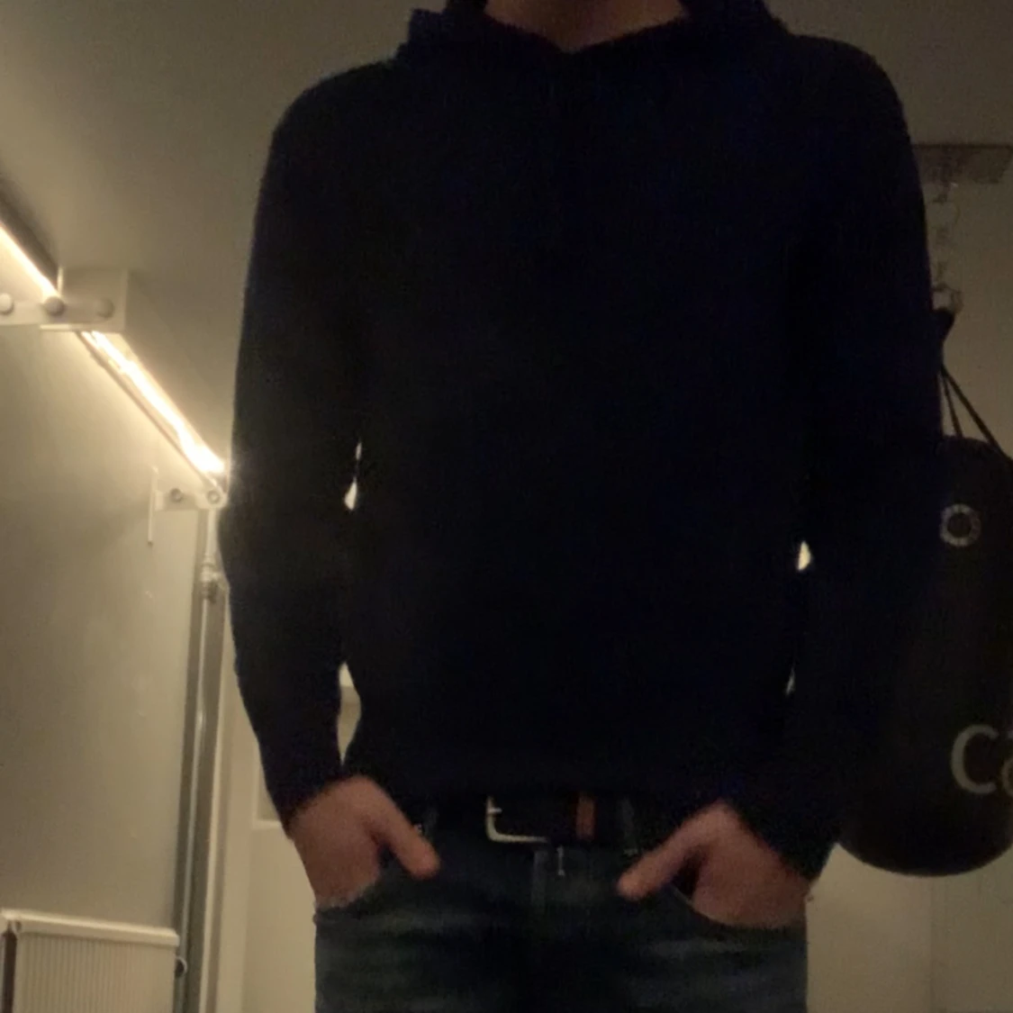 Marin blå kasmir hoodie - 91