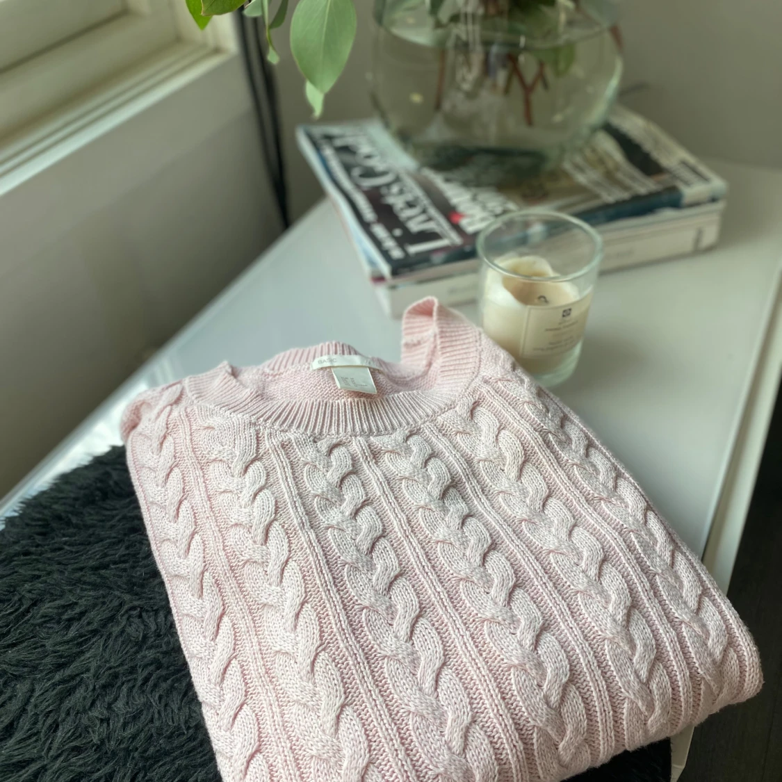 En stickad rosa tröja💕 - 90