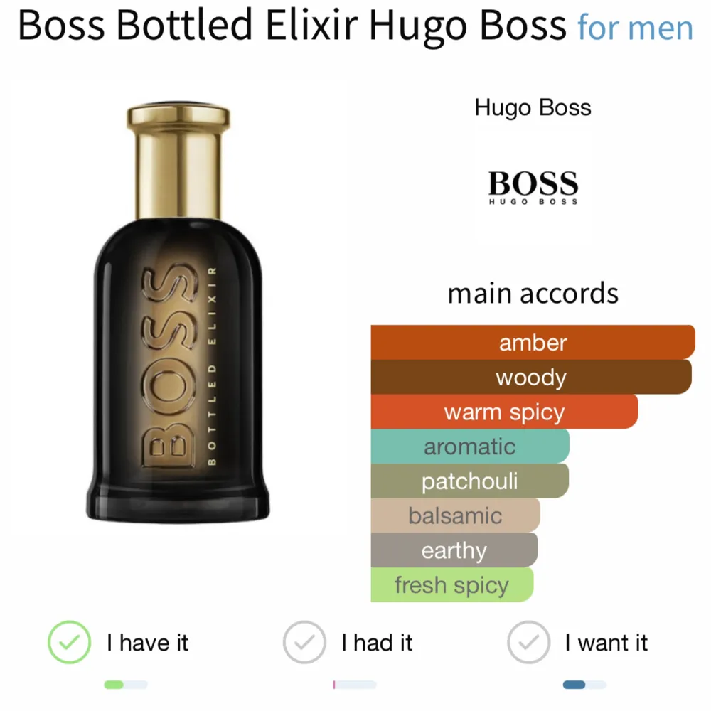 2 ml sample av Hugo boss bottled elixir  18kr frakt betalas av köparen  Nypris 1200(50ml)  . Övrigt.