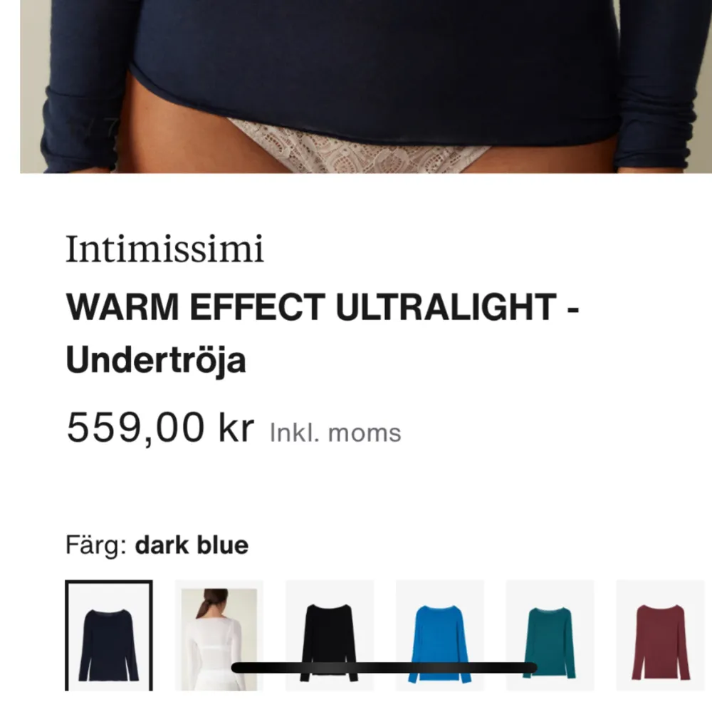 Marinblå Intimissmi tröja storlek S, använd fåtal gånger. Nypris 559, säljer för 399. Toppar.