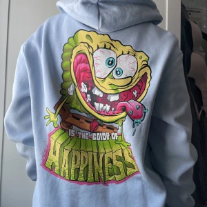 Ljusblå hoodie med tryck - Säljer nu denna ljusblå hoodie med tryck då de inte kommer till använding. Hoodien är nästan i väldigt fint skick, köpt på herravdelningen.💙