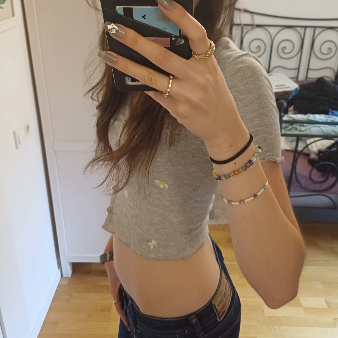 Grå, blommig tröja🥰 - 90