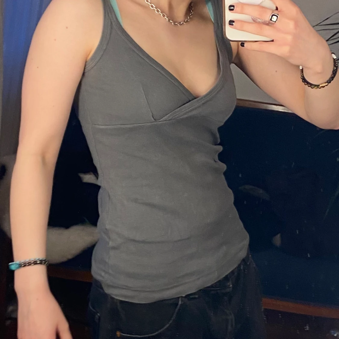 Grått linne i bomull  - 91