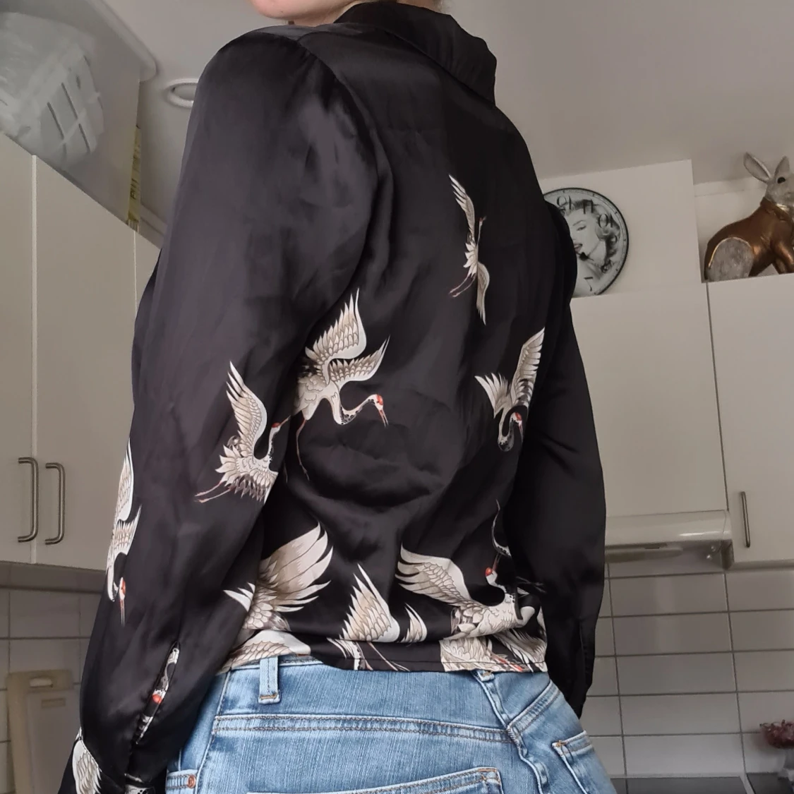 Skjortsblus med tranor - 91