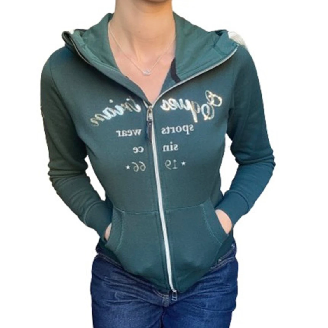 y2k grön zip up hoodie  - 91