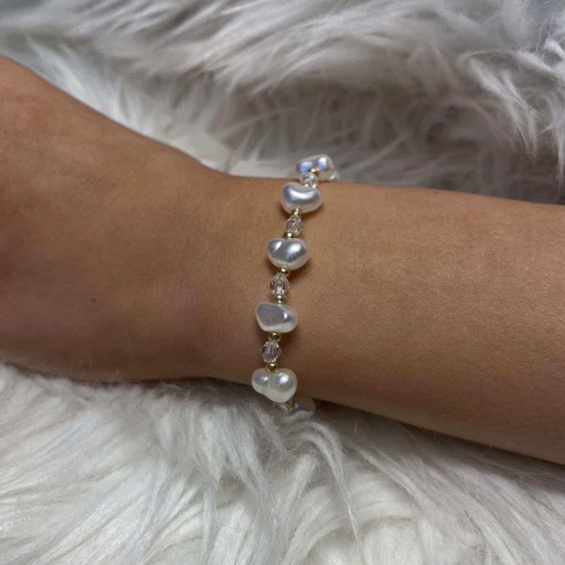 Pärlarmband med guldlänk - 90