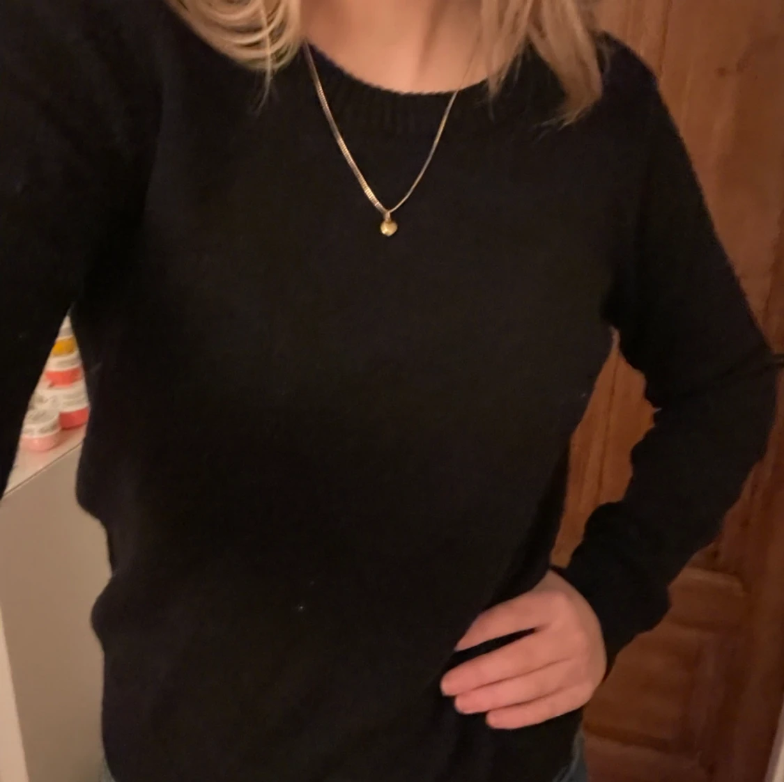 Svart stickad tröja - 90