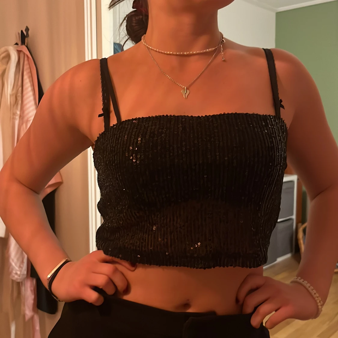 Jättefin Svart paljetttröja - 90