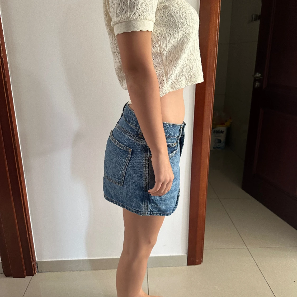 Vit stikad blus  - 90