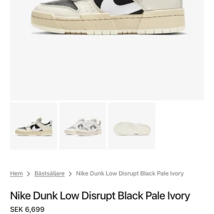 Nike Dunk Low Disrupt Black Pale Ivory - Storlek 38. Nypris just nu ligger på 6700kr. Knappt använda. Kvitto och kartong medföljer ej 🤍🖤