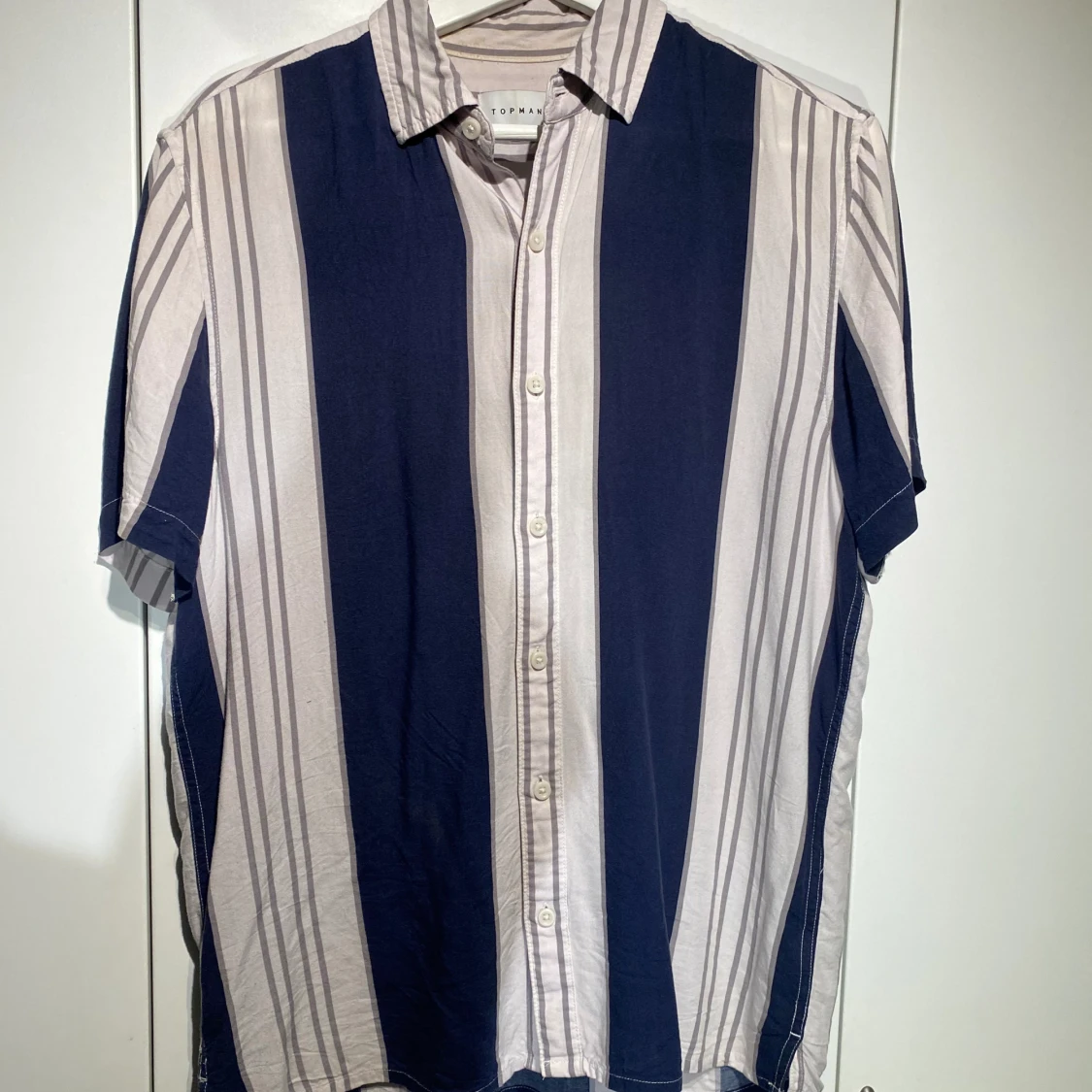 Topman Blå/Beige randig skjorta - 91