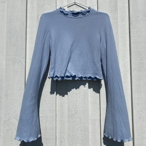 drömmig blus med trumpetärm  - drömmig blus med trumpetärm i en vacker blå färg 