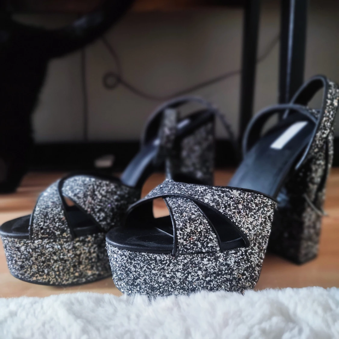 Glitter platåformskor 15cm  - 91