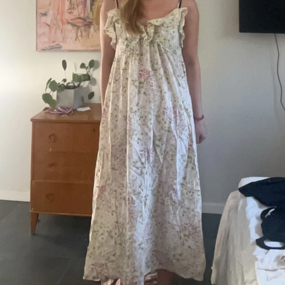 Blommig långklänning