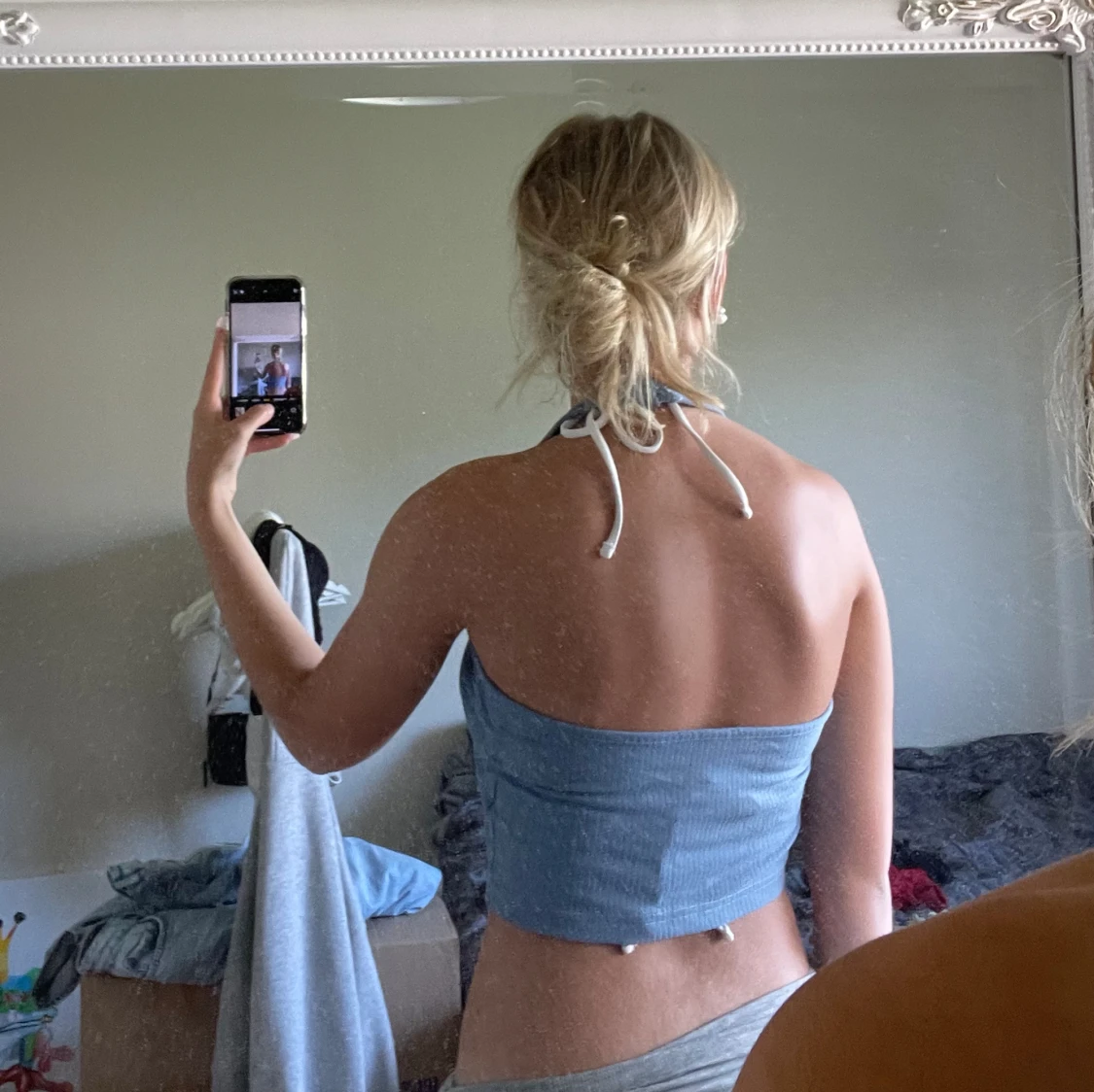 Blå halterneck topp - 1