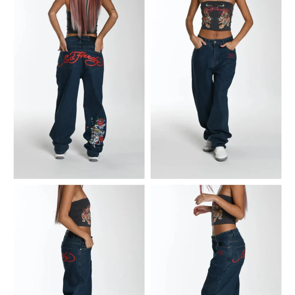 Söker: Ed hardy jeans I storlek 28-32, hälst med märket på backfickorna . Jeans & Byxor.