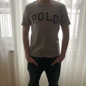 Polo T-shirt  - Grå polo T-shirt osäker på storleken då den inte stämmer överens med vad de står! Är 165 och perfekt passform på mig. Kom med bud!
