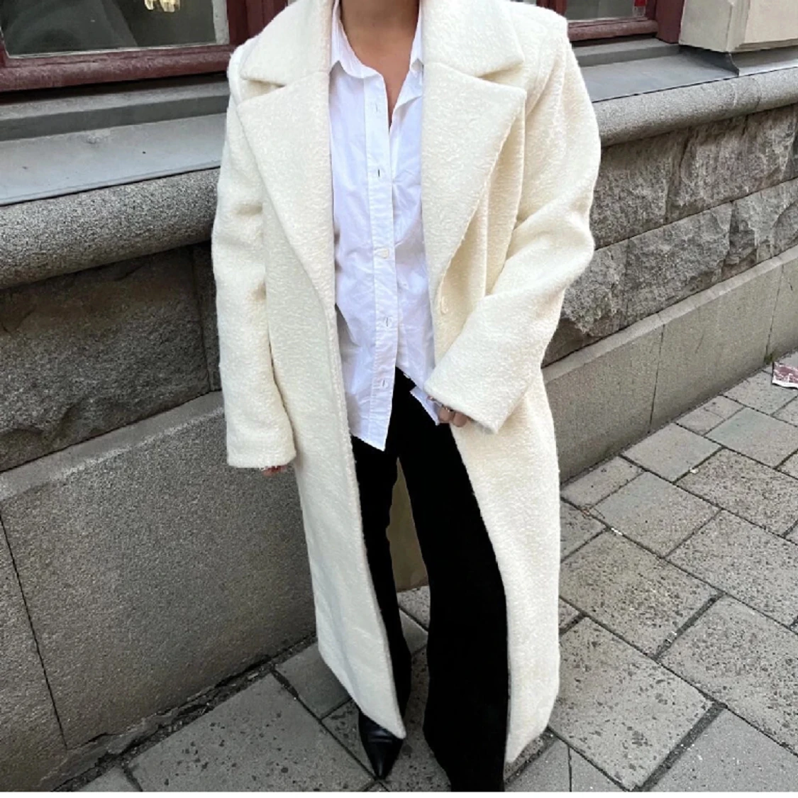 Vit lång kappa - 90