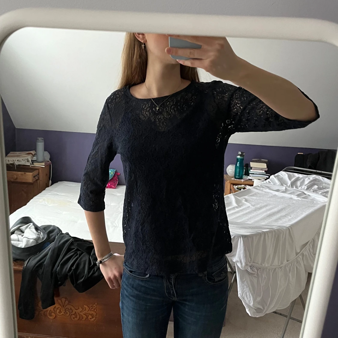 Marinblå spetstopp - 91