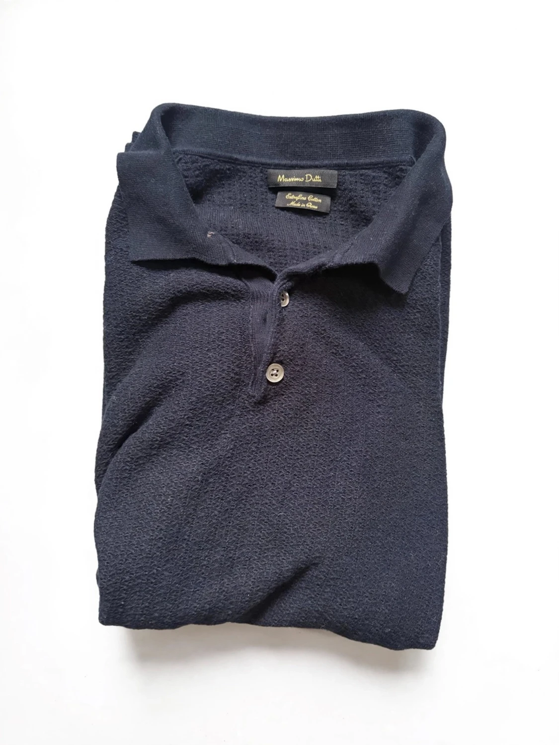 (Massimo dutti) Mörkblå långärmad pikétröja - 1