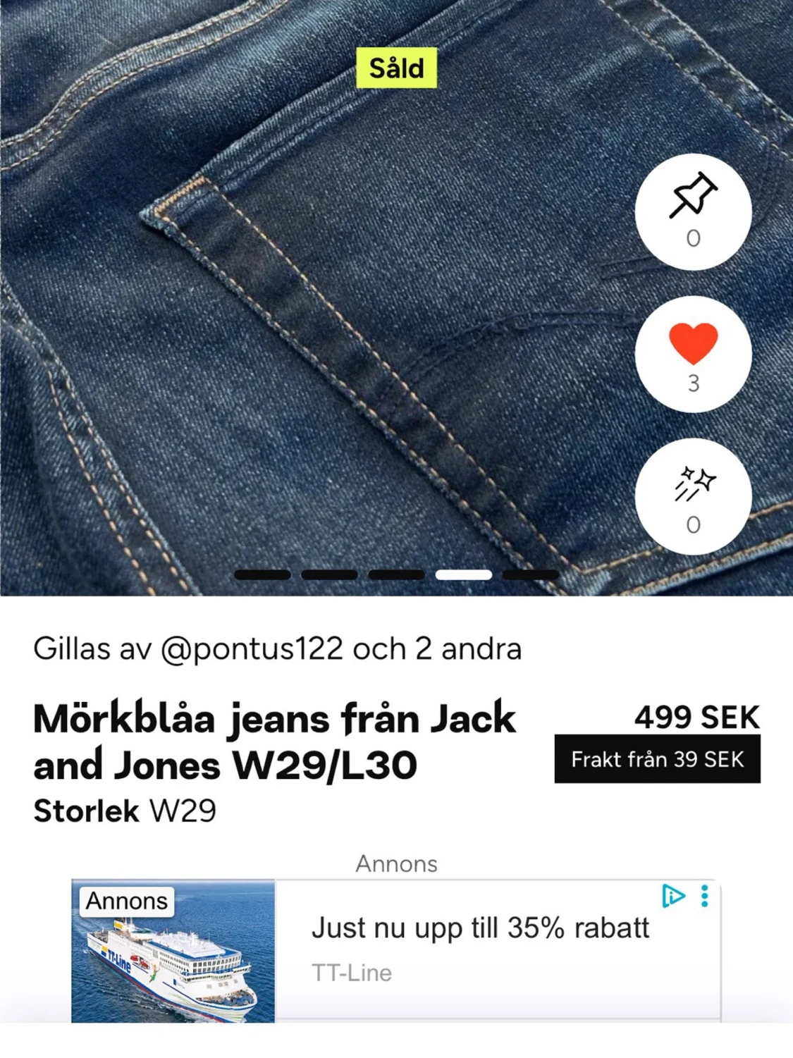 Mörkblå slim fit jeans Jack & Jones : - 3