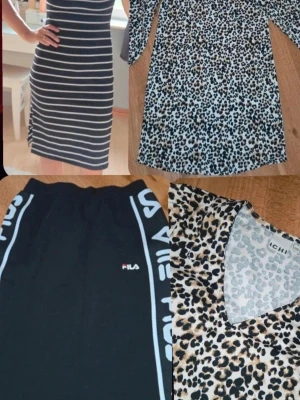 Klädpaket - Kjol Fila. Leopardmönstrad klänning Ichi. Klänning Shein. Knappt använt. Passar även mig som är S. Allt för 100 kr.