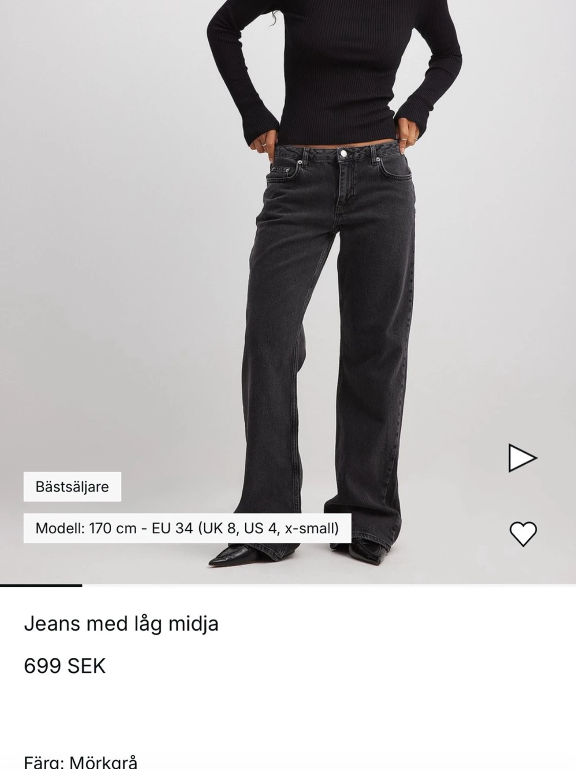 Mörkgrå low waist jeans