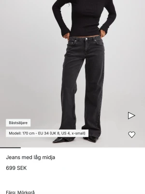 Mörkgrå low waist jeans - Snygga mörkgrå jeans med låg midja och raka ben. Jeansen har klassisk femficksdesign och avslappnad passform, perfekta för en trendig och avslappnad look. Tillverkade i denim med en lätt tvättad finish.