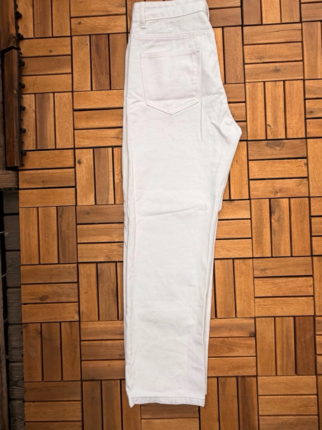 Vita raka jeans med hög midja - 3