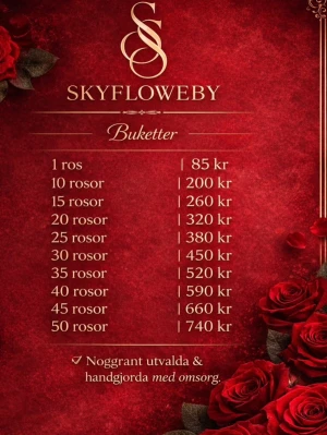 Bukett med röda rosor och svart papper - Säljer en lyxig bukett med röda rosor inslagna i svart papper med gulddetaljer.Skyfloweby. Perfekt som romantisk present.  Kontakta via Instagram SkyFlowerBy för beställning 