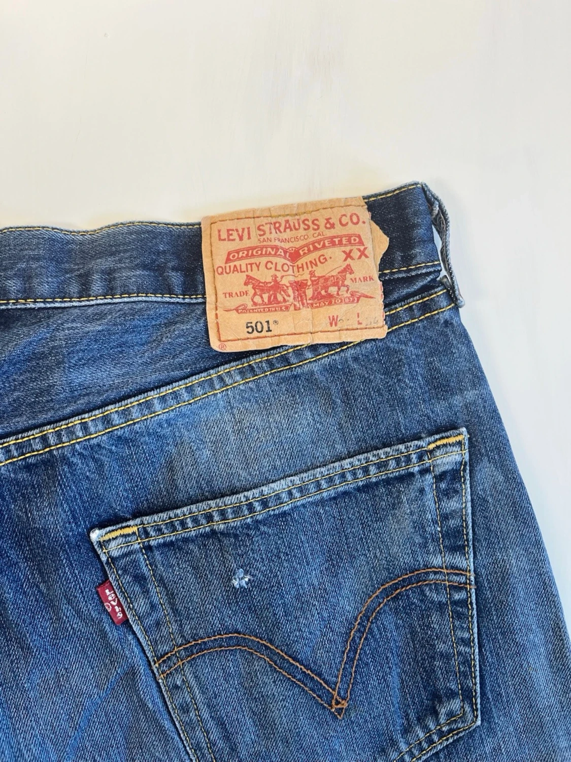 Levi’s 501 W32/L32 Original Fit Jeans Blå Denim Vintage 100% Bomull - 3