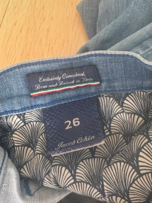 Ljusblå jeans från Jacob Cohën - Snygga ljusblå jeans från Jacob Cohën med klassisk femficksmodell och handgjorda detaljer. Jeansen har en unik innerfoderdesign med mönster och exklusiv italiensk känsla. Perfekta för dig som gillar stilrena och lyxiga jeans.