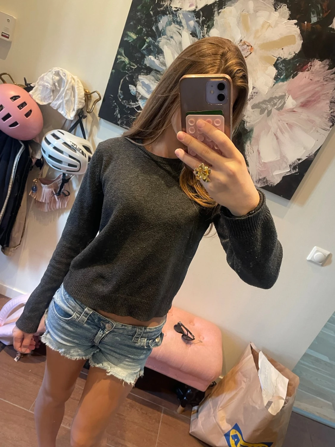 Mörkgrå basic stickad tröja